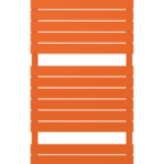 Front on image of Stelrad's Concord Rail radiator in orange against an white background